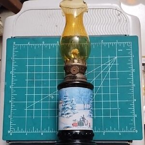 Charming Collectible Hurricane Oil Lamp Fairy Lamp Chapstick 1976 Vintage Amber